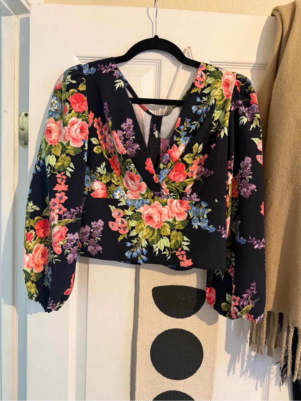Vixen by Micheline Pitt Navy Floral Wrap Crop Top